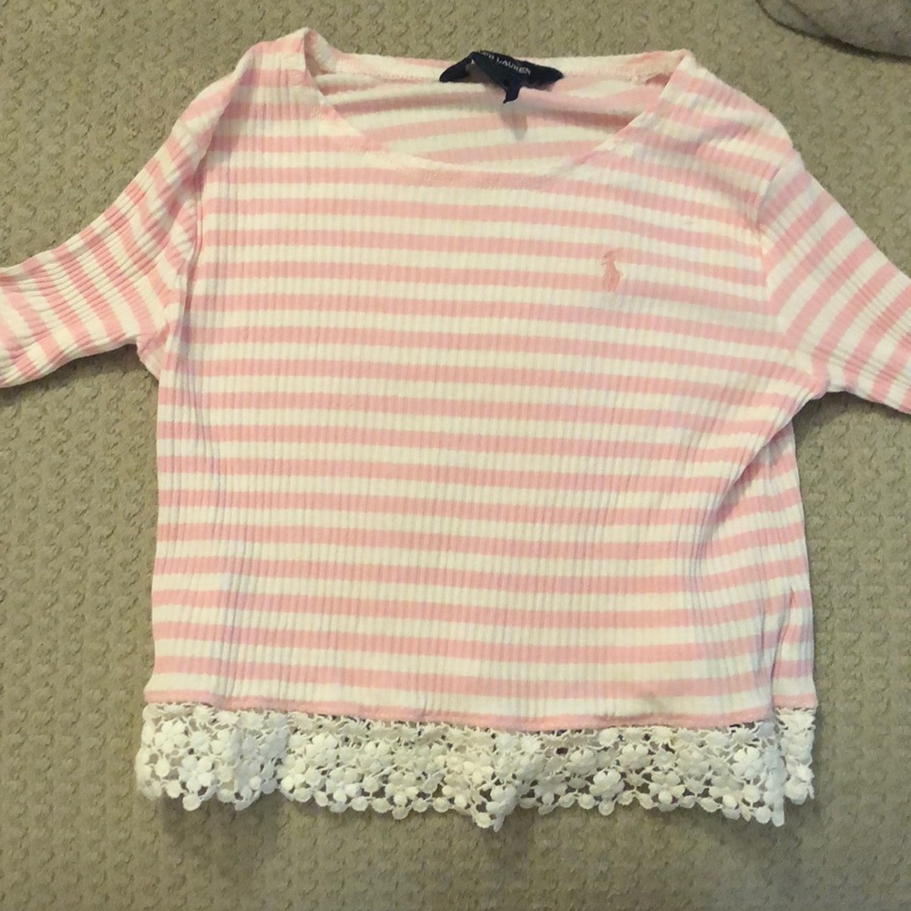Ralph Lauren 4T pink and white striped shirt.